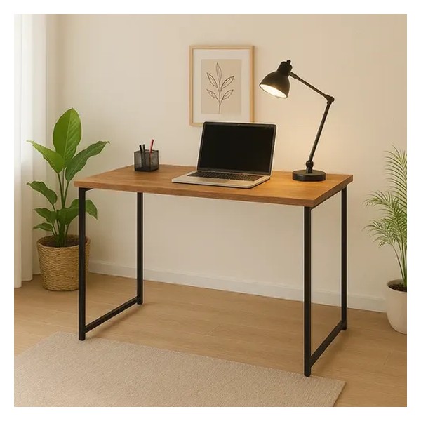 Escrivaninha Industrial 90cm Mesa Estudo Aparador Aço Mdf