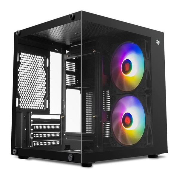 Gabinete Gamer Aquário Pichau Atom X, Mini-Tower, Lateral de Vidro, Com 2 Fans, Preto, PG-ATOMX-BK