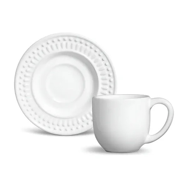 Jogo de Café Porto Brasil Cerâmica 12 Peças Branco 72ml