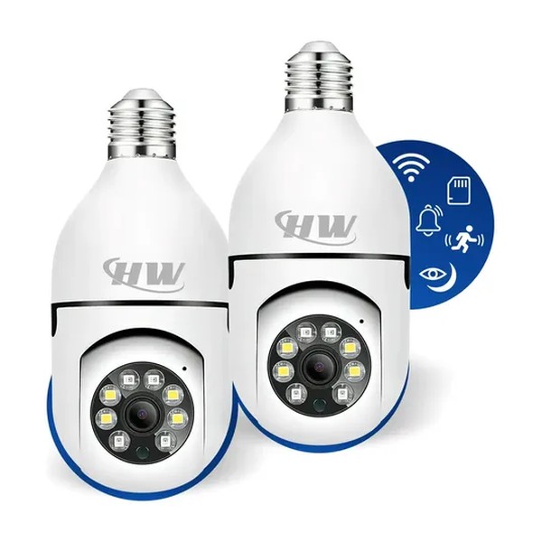 Kit C/ 2 Câmeras Lâmpada Ip Wi-fi 360° | Visão Colorida | Áudio | Sensor De Movimento | E27 App Yoosee- Hw
