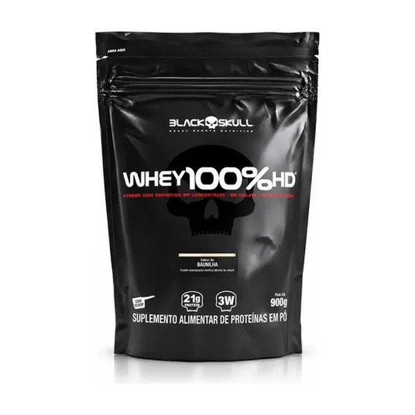Proteína Black Skull Whey 100% HD em pó sabor Baunilha x 900g